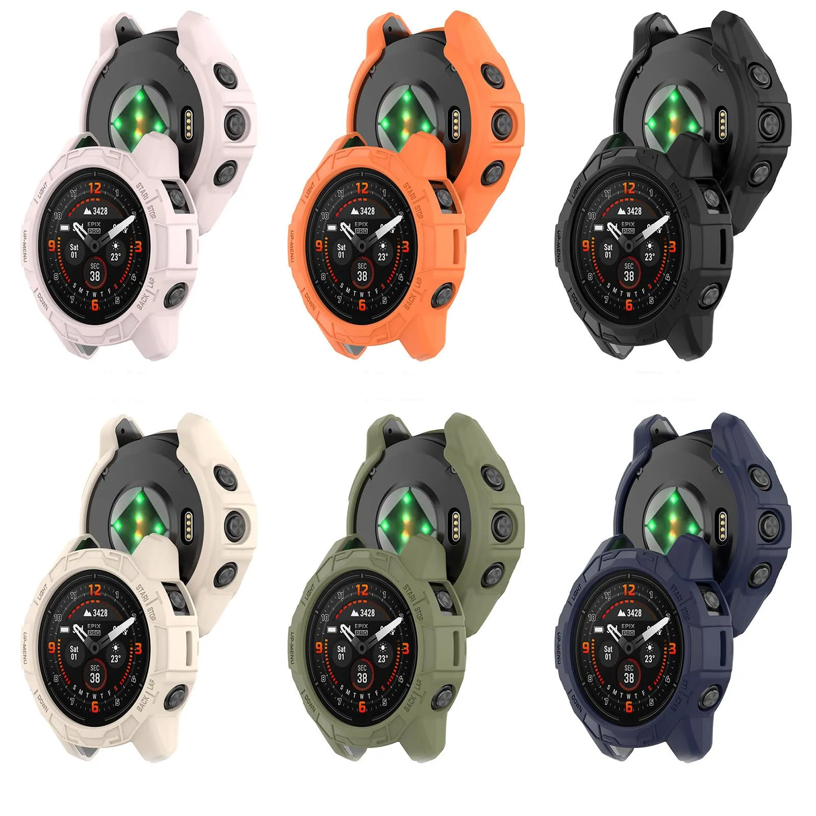 [ Pack of 2 ] Case For Garmin EPIX Pro 47mm/Fenix 7 Pro/Fenix7- Soft TPU Protective Watch Case Cover Black & Green)