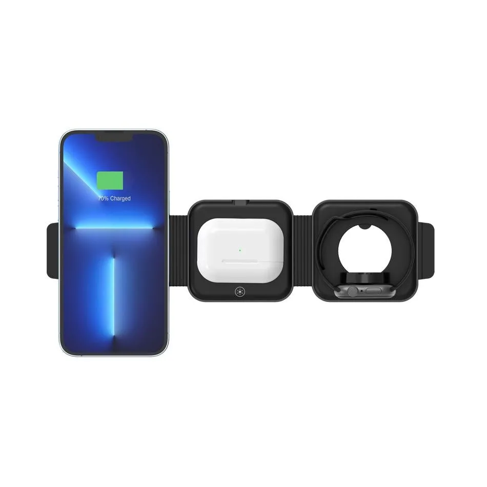 15W Travel Magcharge 3-In-1 Qi Wireless Foldable Phone Charger.
