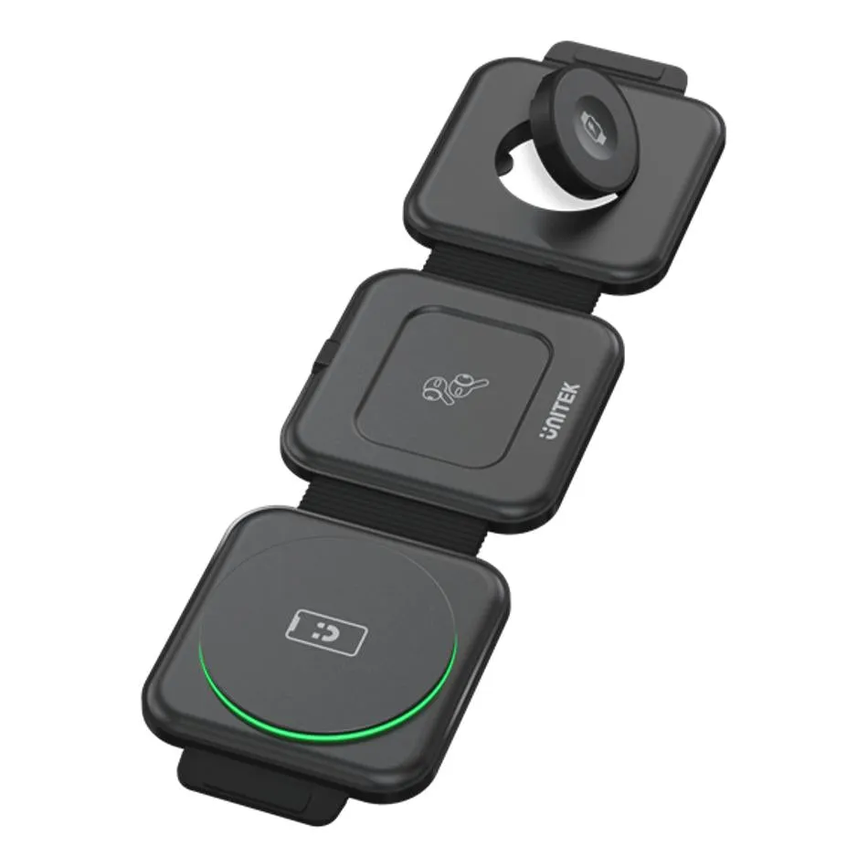 15W Travel Magcharge 3-In-1 Qi Wireless Foldable Phone Charger.