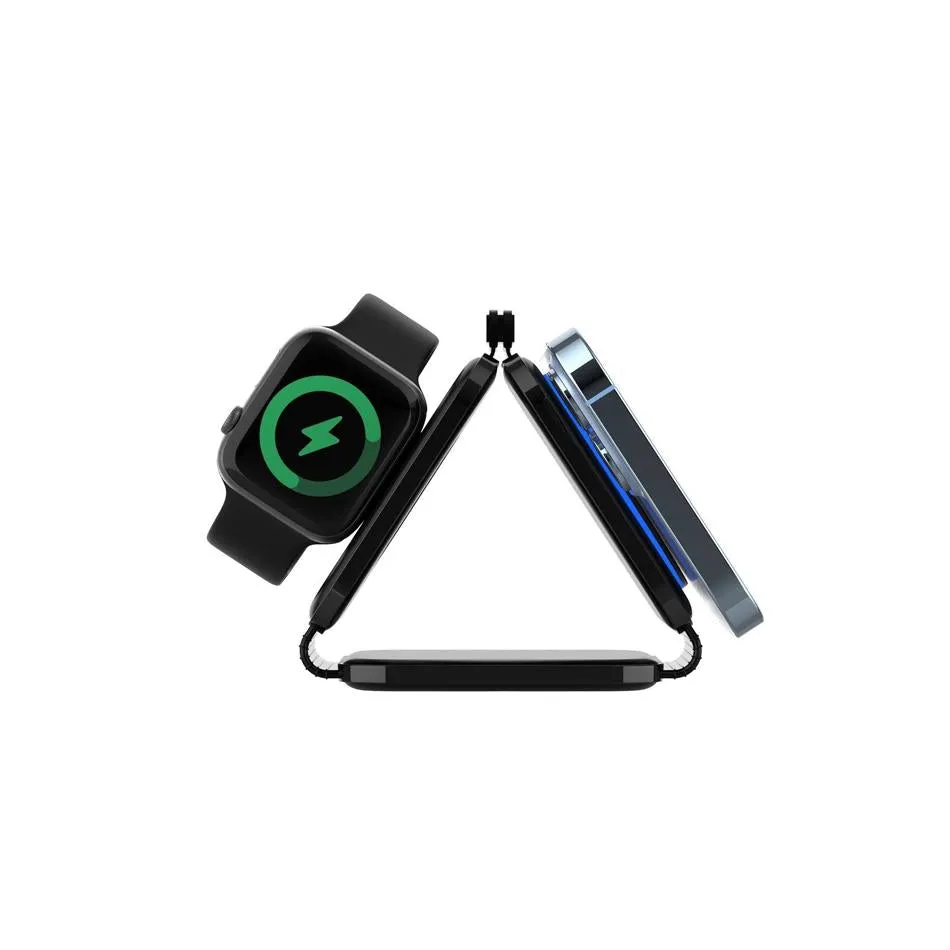 15W Travel Magcharge 3-In-1 Qi Wireless Foldable Phone Charger.