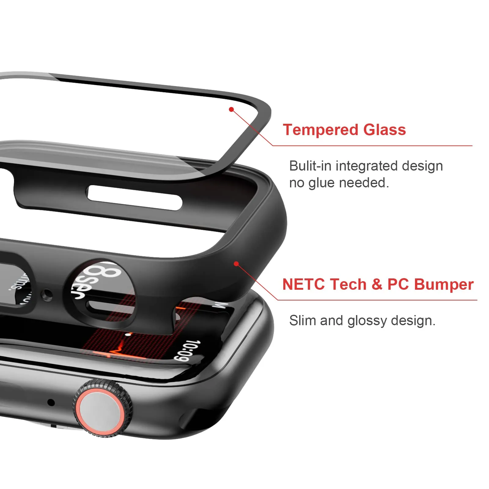 2 Pack Case with Tempered Glass Screen Protector for Apple Watch Series 3/2/1 38mm,JZK Slim Guard Bumper Full Coverage Hard PC Protective Cover HD Ultra-Thin Cover for iWatch 38mm,Black Black