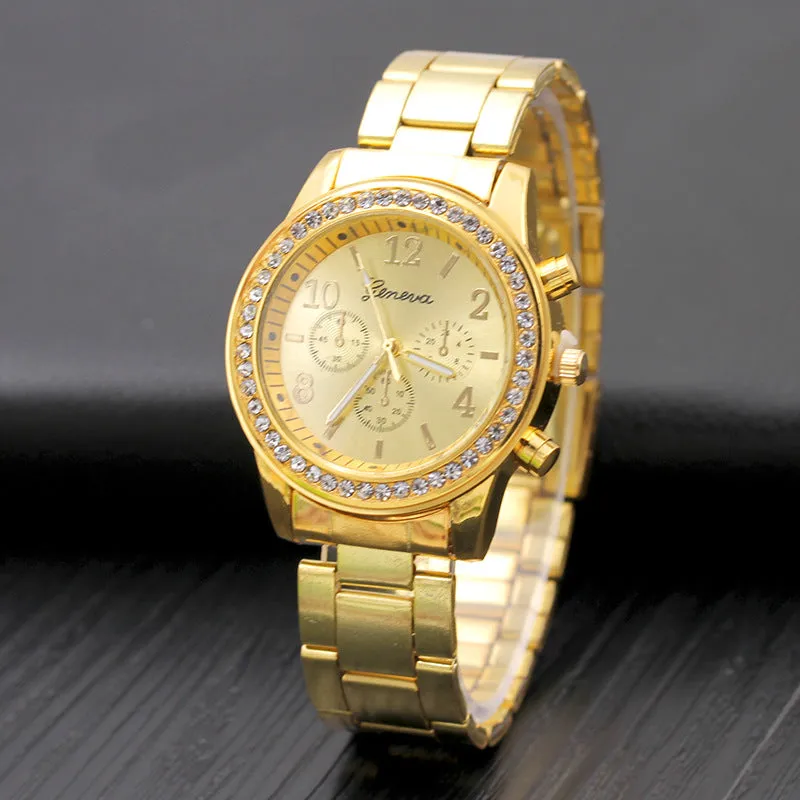 2019 Fashion Dress Watches Women Men Faux Chronograph Quartz Plated Classic Round Crystals Watch relogio masculino Casual Clock