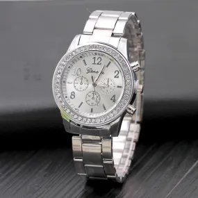 2019 Fashion Dress Watches Women Men Faux Chronograph Quartz Plated Classic Round Crystals Watch relogio masculino Casual Clock