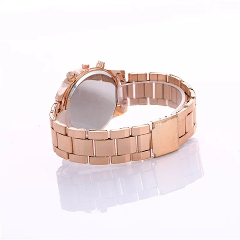 2019 Fashion Dress Watches Women Men Faux Chronograph Quartz Plated Classic Round Crystals Watch relogio masculino Casual Clock