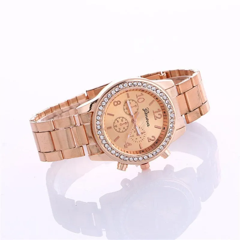 2019 Fashion Dress Watches Women Men Faux Chronograph Quartz Plated Classic Round Crystals Watch relogio masculino Casual Clock