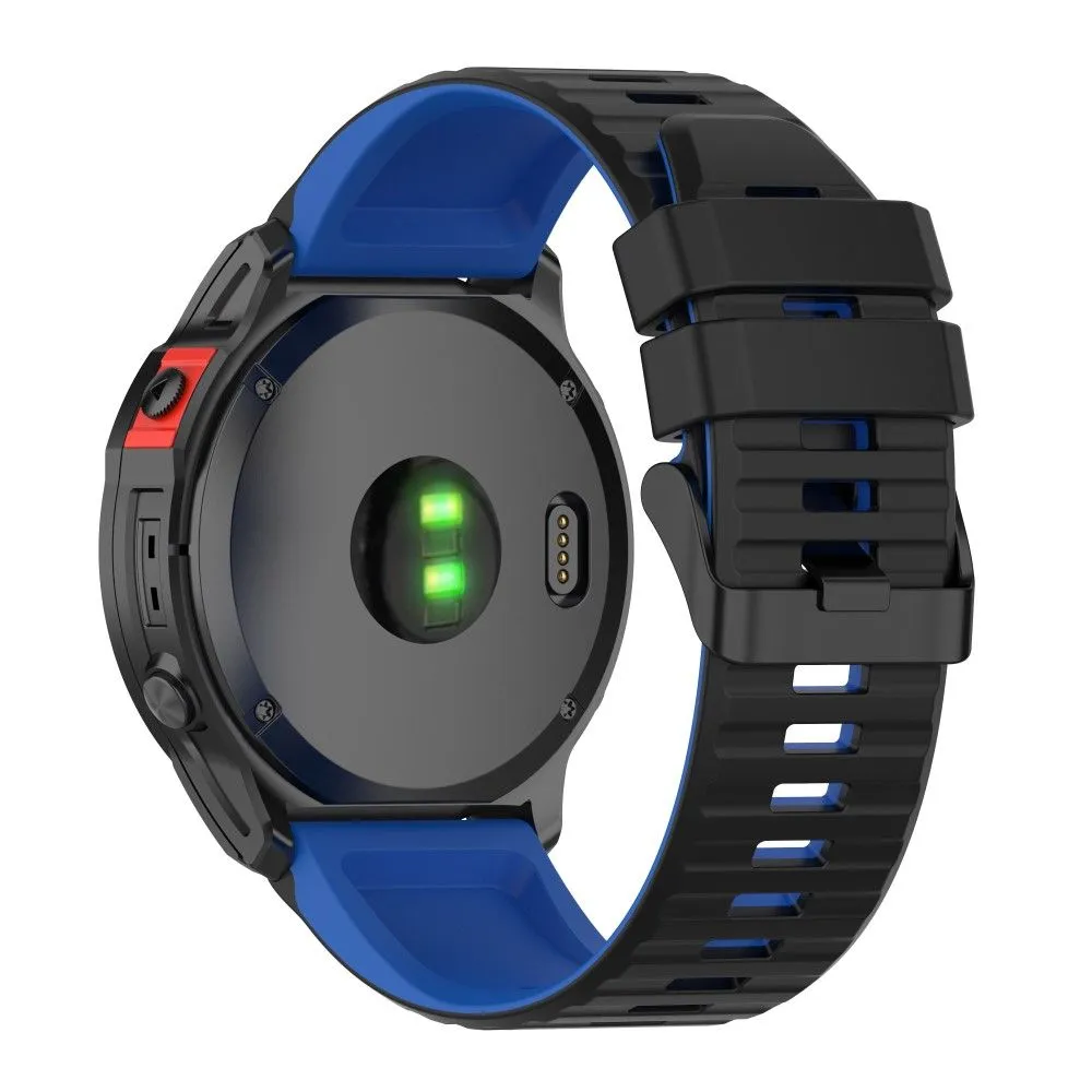 22mm dual color silicone watch strap for Garmin watch - Black / Blue