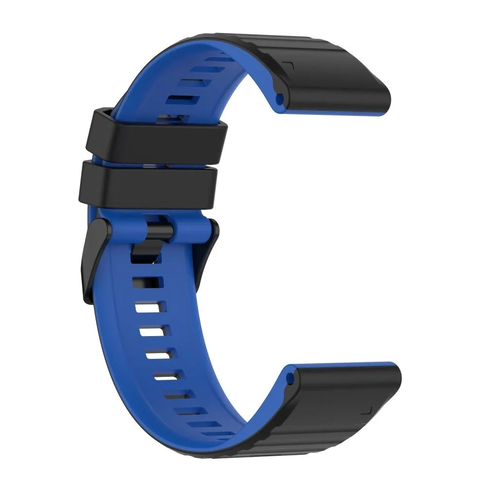 22mm dual color silicone watch strap for Garmin watch - Black / Blue