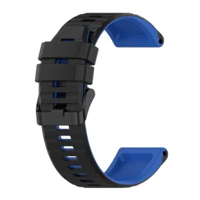 22mm dual color silicone watch strap for Garmin watch - Black / Blue