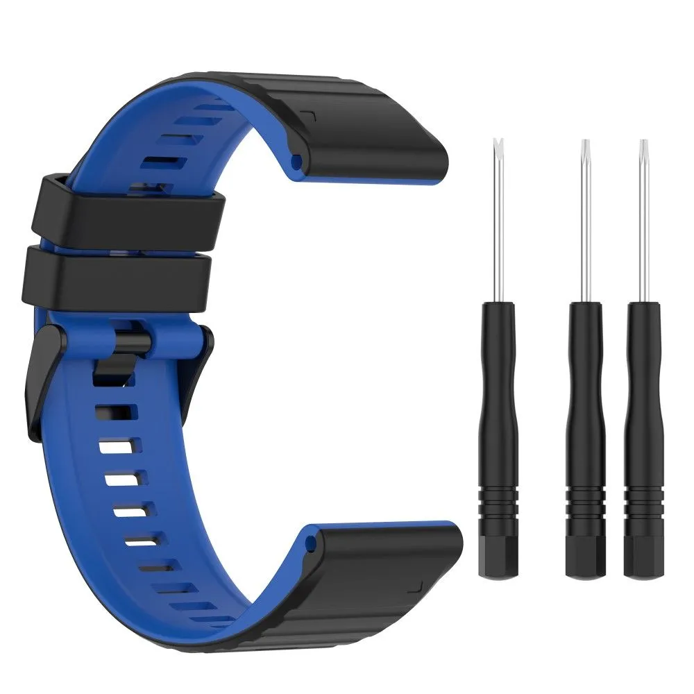 22mm dual color silicone watch strap for Garmin watch - Black / Blue