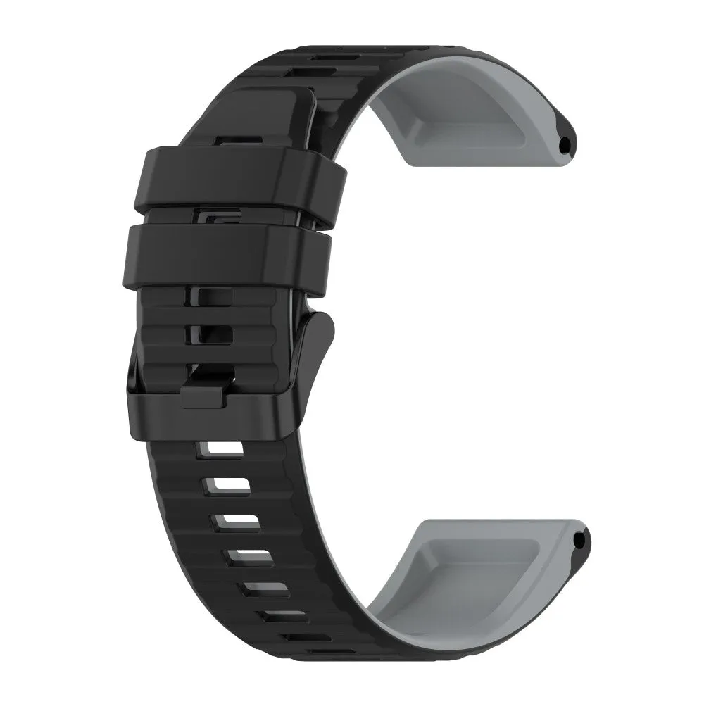 22mm dual color silicone watch strap for Garmin watch - Black / Grey