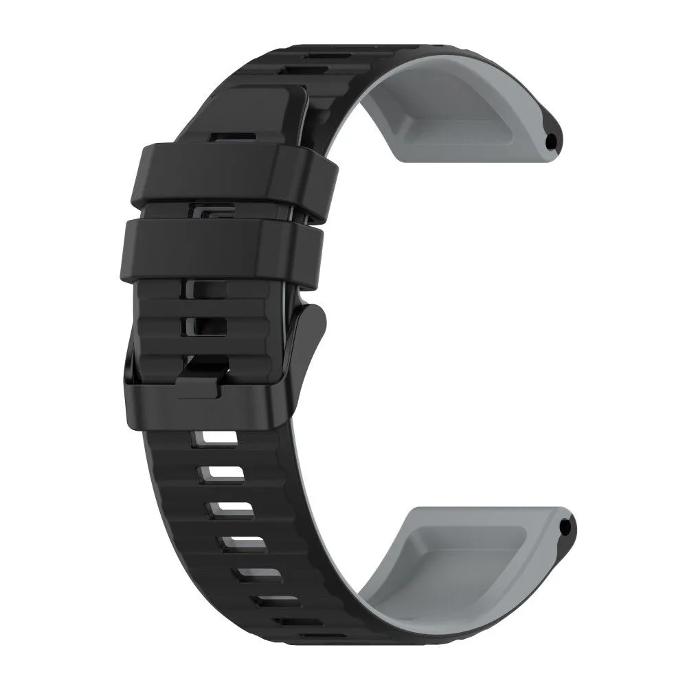 22mm dual color silicone watch strap for Garmin watch - Black / Grey