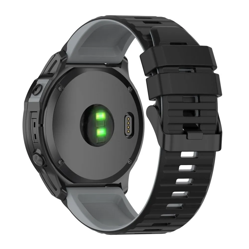 22mm dual color silicone watch strap for Garmin watch - Black / Grey