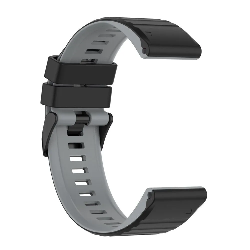 22mm dual color silicone watch strap for Garmin watch - Black / Grey