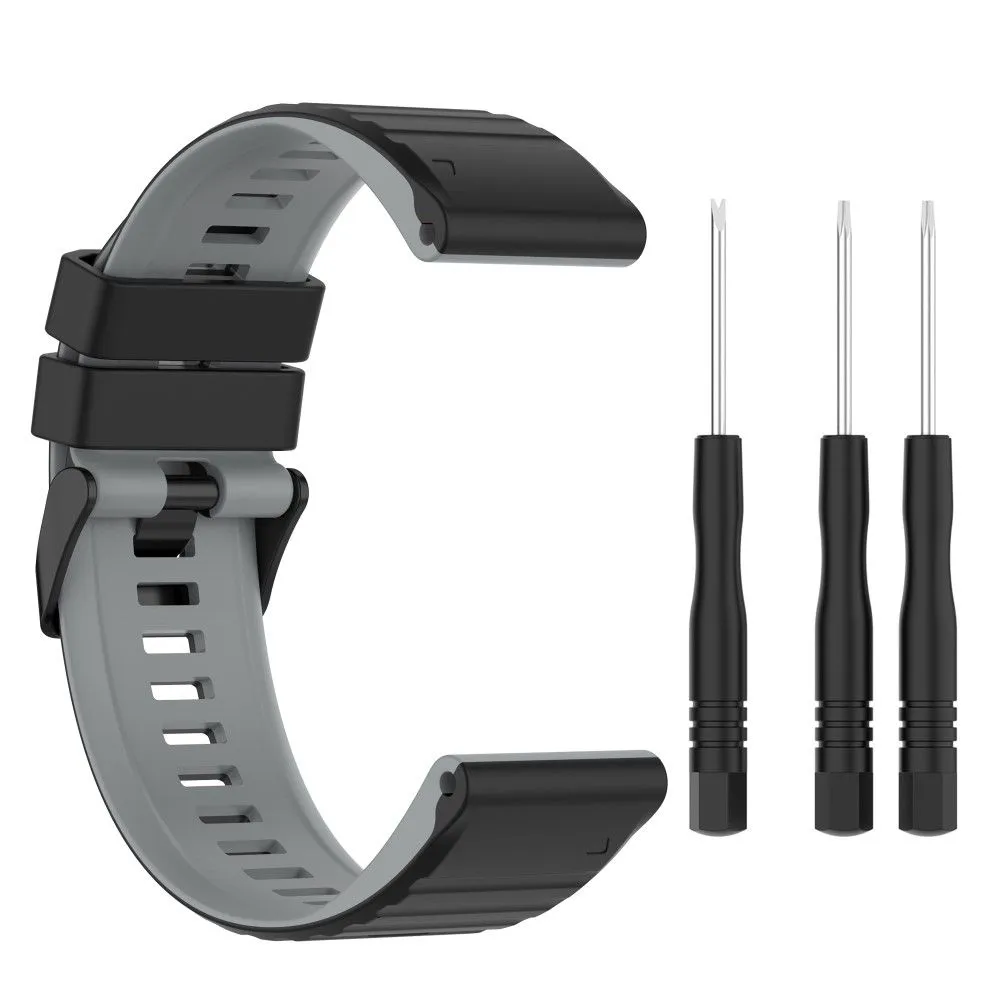 22mm dual color silicone watch strap for Garmin watch - Black / Grey