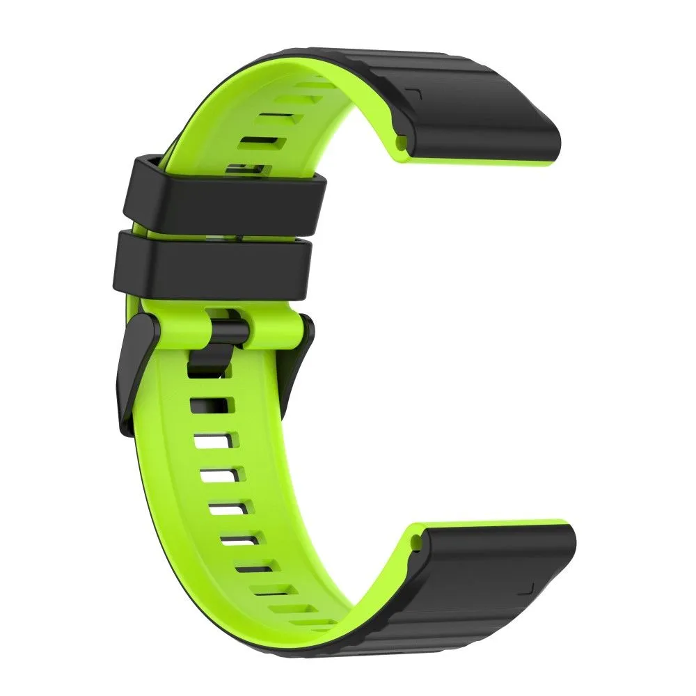 22mm dual color silicone watch strap for Garmin watch - Black / Lime