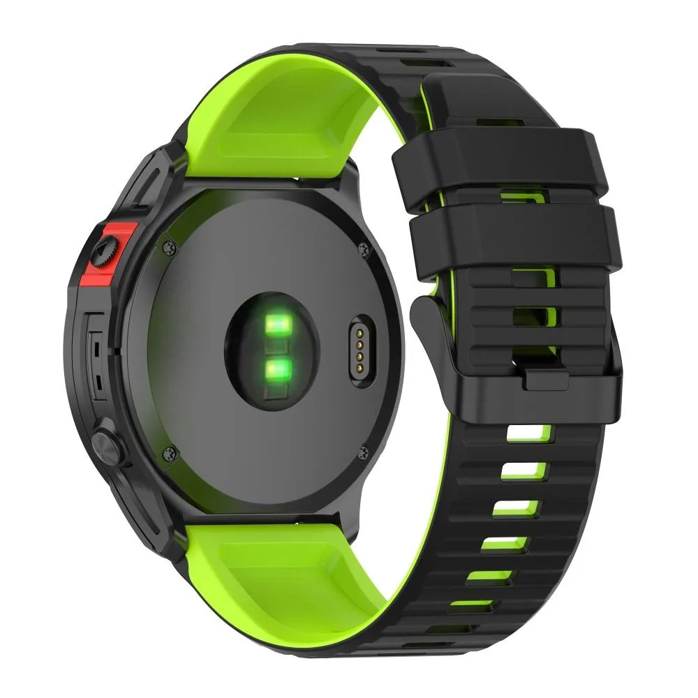 22mm dual color silicone watch strap for Garmin watch - Black / Lime