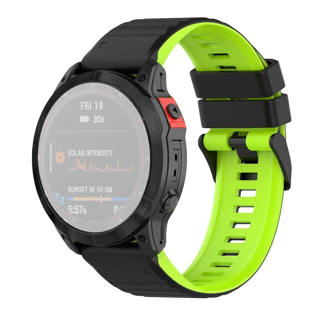 22mm dual color silicone watch strap for Garmin watch - Black / Lime