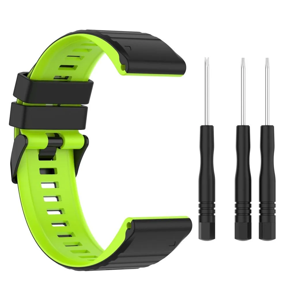 22mm dual color silicone watch strap for Garmin watch - Black / Lime
