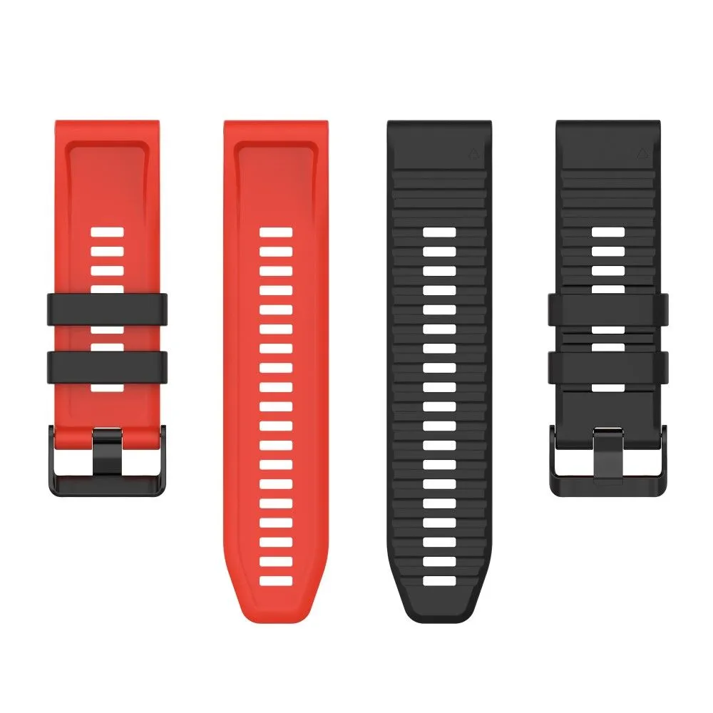 22mm dual color silicone watch strap for Garmin watch - Black / Red