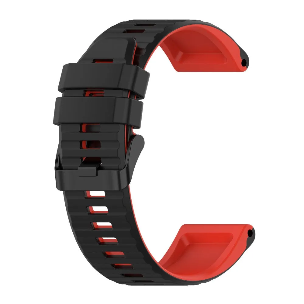 22mm dual color silicone watch strap for Garmin watch - Black / Red