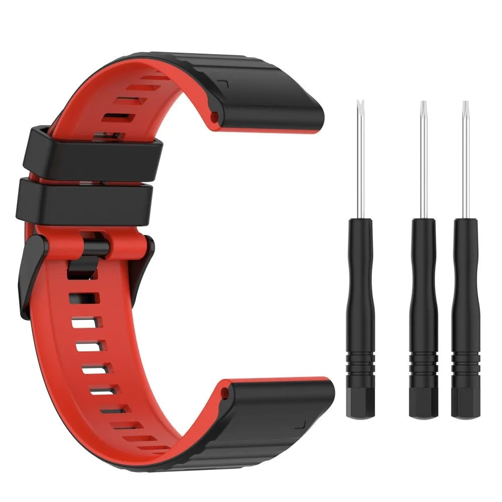 22mm dual color silicone watch strap for Garmin watch - Black / Red