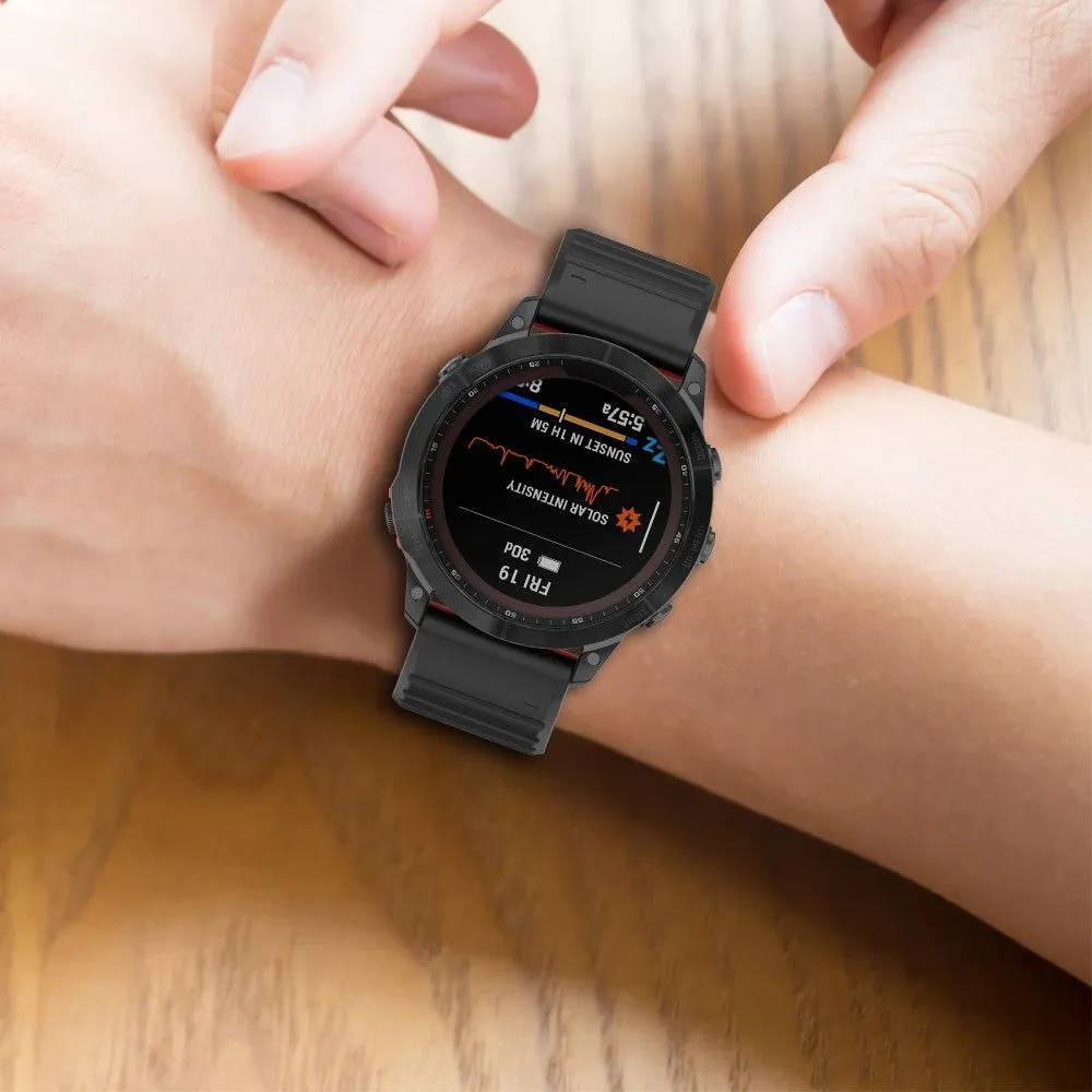 22mm dual color silicone watch strap for Garmin watch - Black / Red