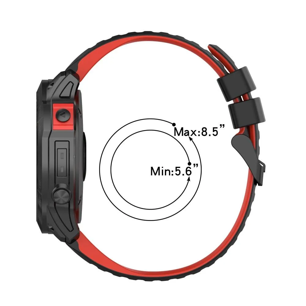 22mm dual color silicone watch strap for Garmin watch - Black / Red