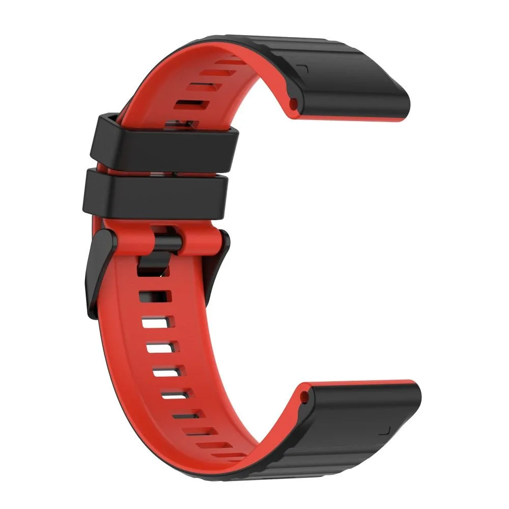 22mm dual color silicone watch strap for Garmin watch - Black / Red
