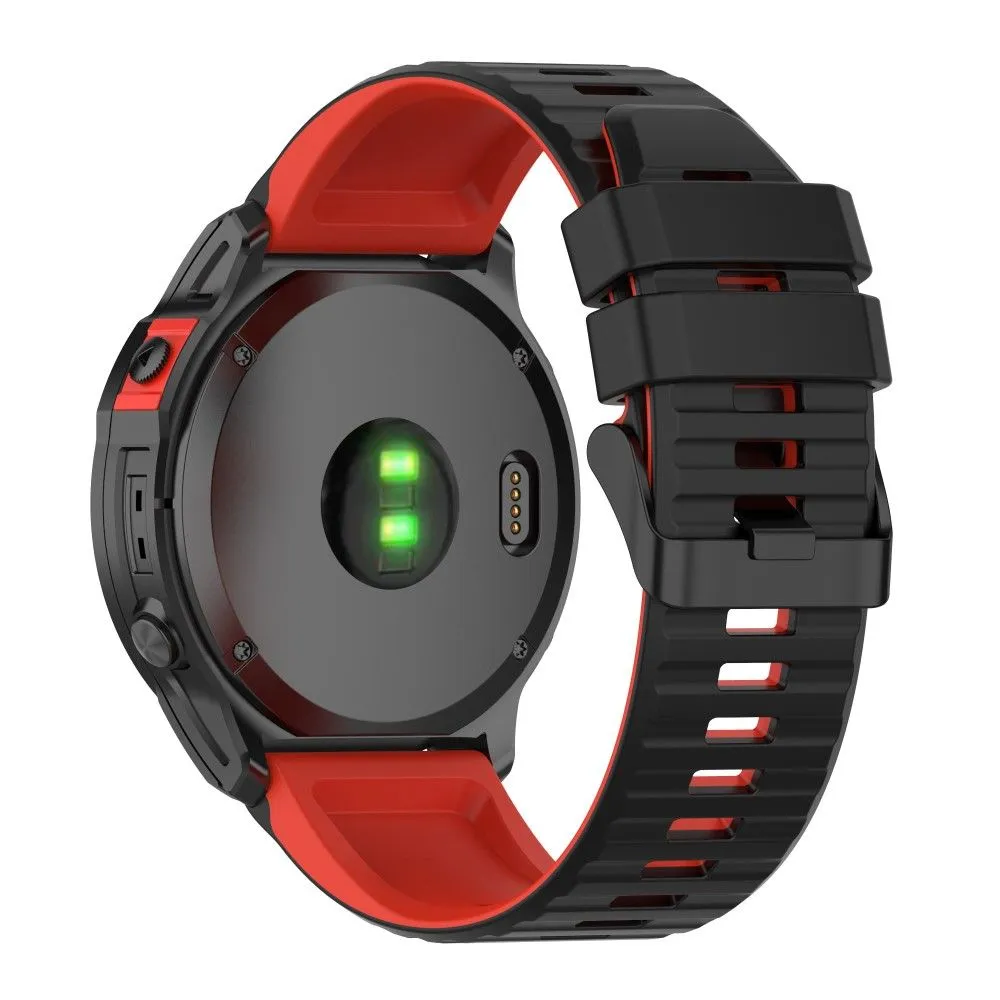22mm dual color silicone watch strap for Garmin watch - Black / Red