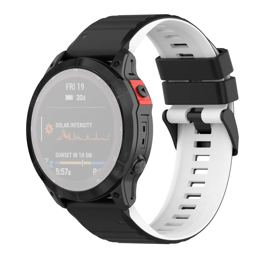 22mm dual color silicone watch strap for Garmin watch - Black / White