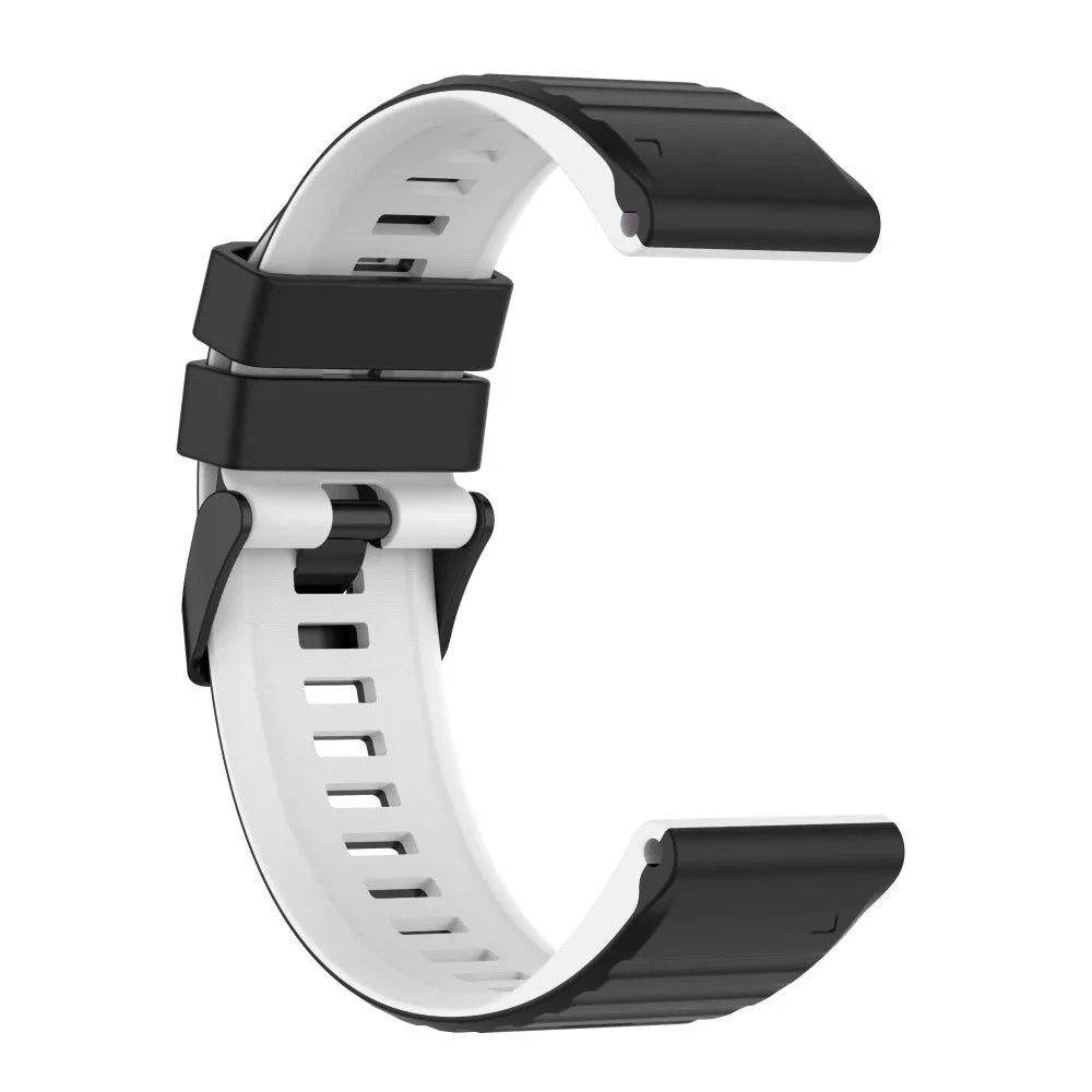22mm dual color silicone watch strap for Garmin watch - Black / White