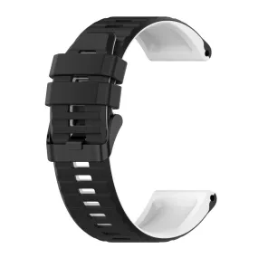 22mm dual color silicone watch strap for Garmin watch - Black / White