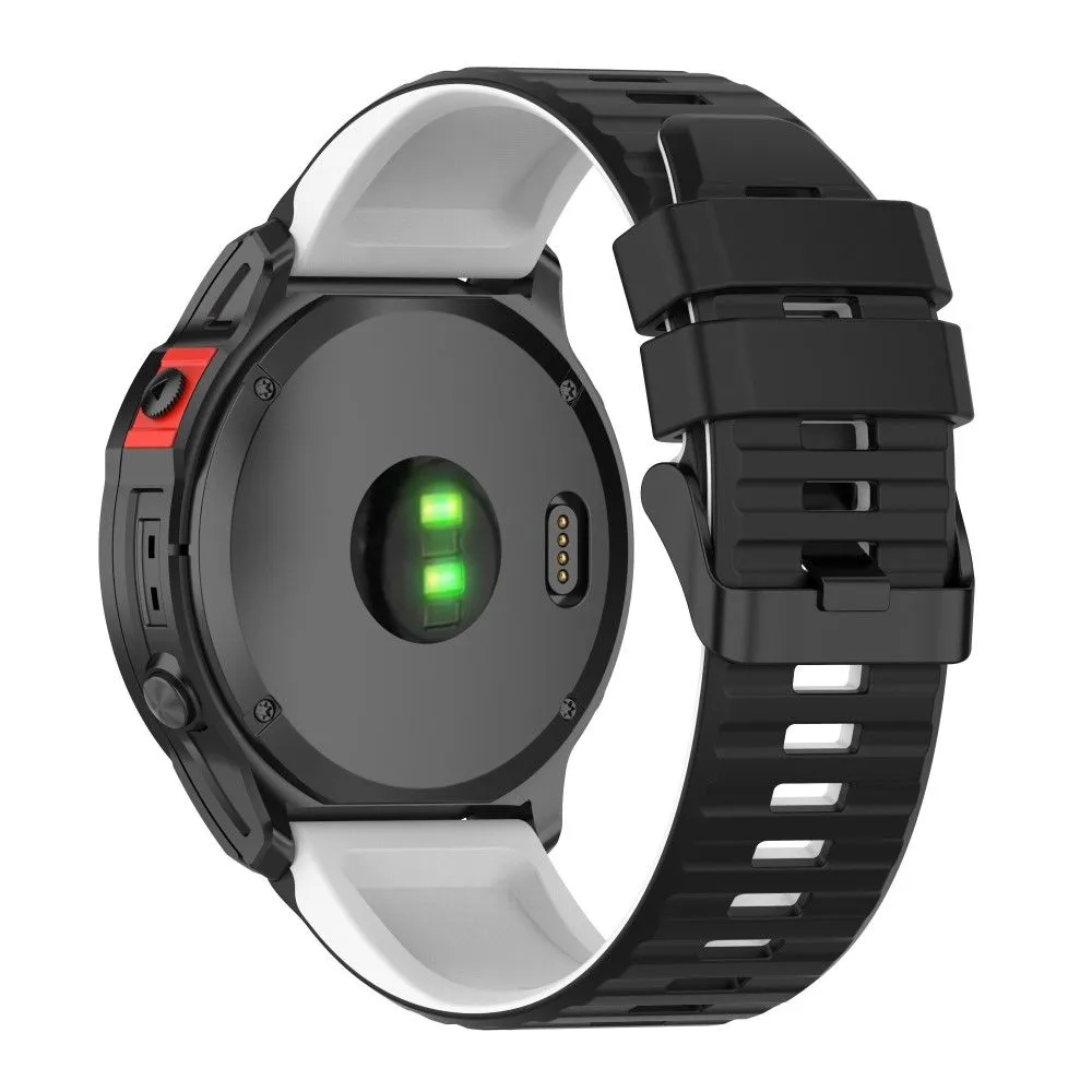 22mm dual color silicone watch strap for Garmin watch - Black / White