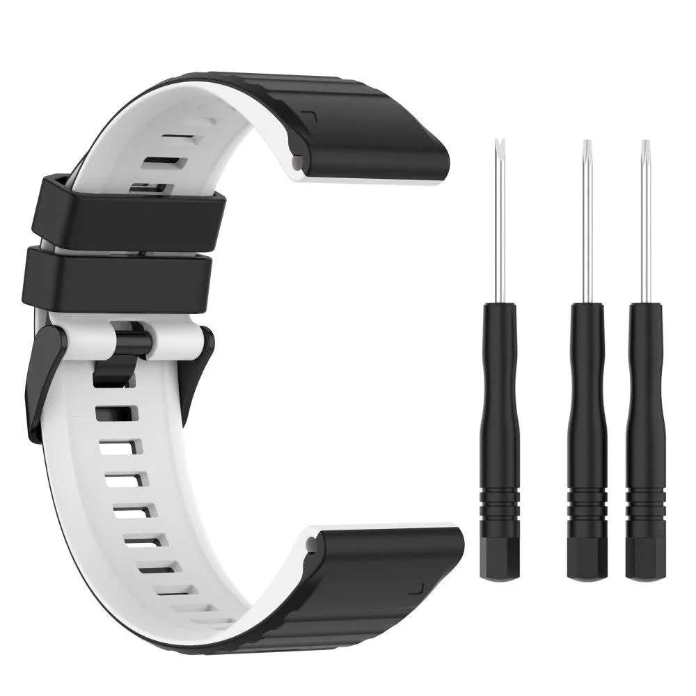 22mm dual color silicone watch strap for Garmin watch - Black / White