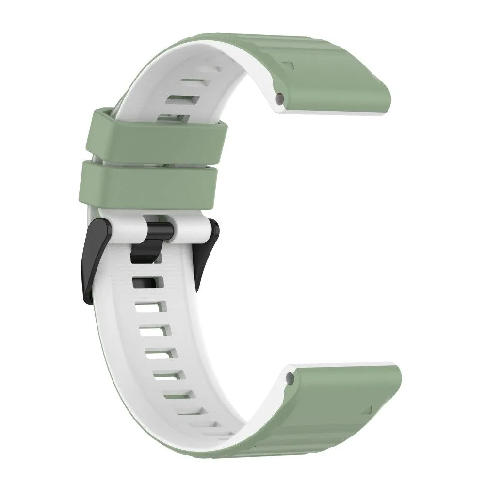 22mm dual color silicone watch strap for Garmin watch - Green / White