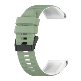 22mm dual color silicone watch strap for Garmin watch - Green / White