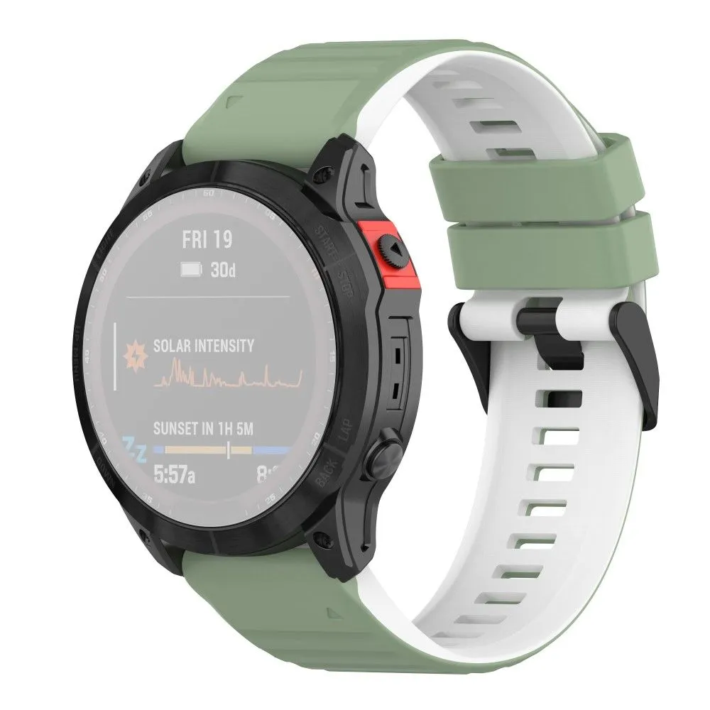22mm dual color silicone watch strap for Garmin watch - Green / White