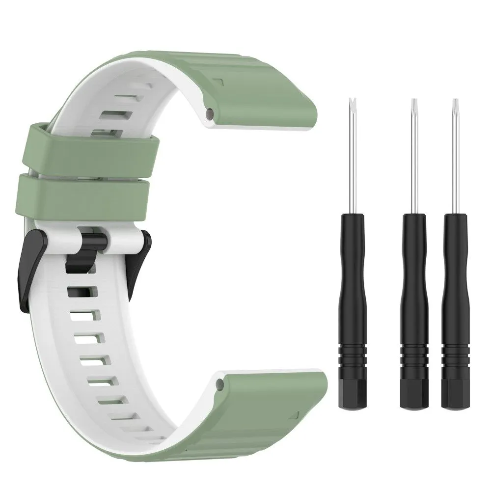 22mm dual color silicone watch strap for Garmin watch - Green / White