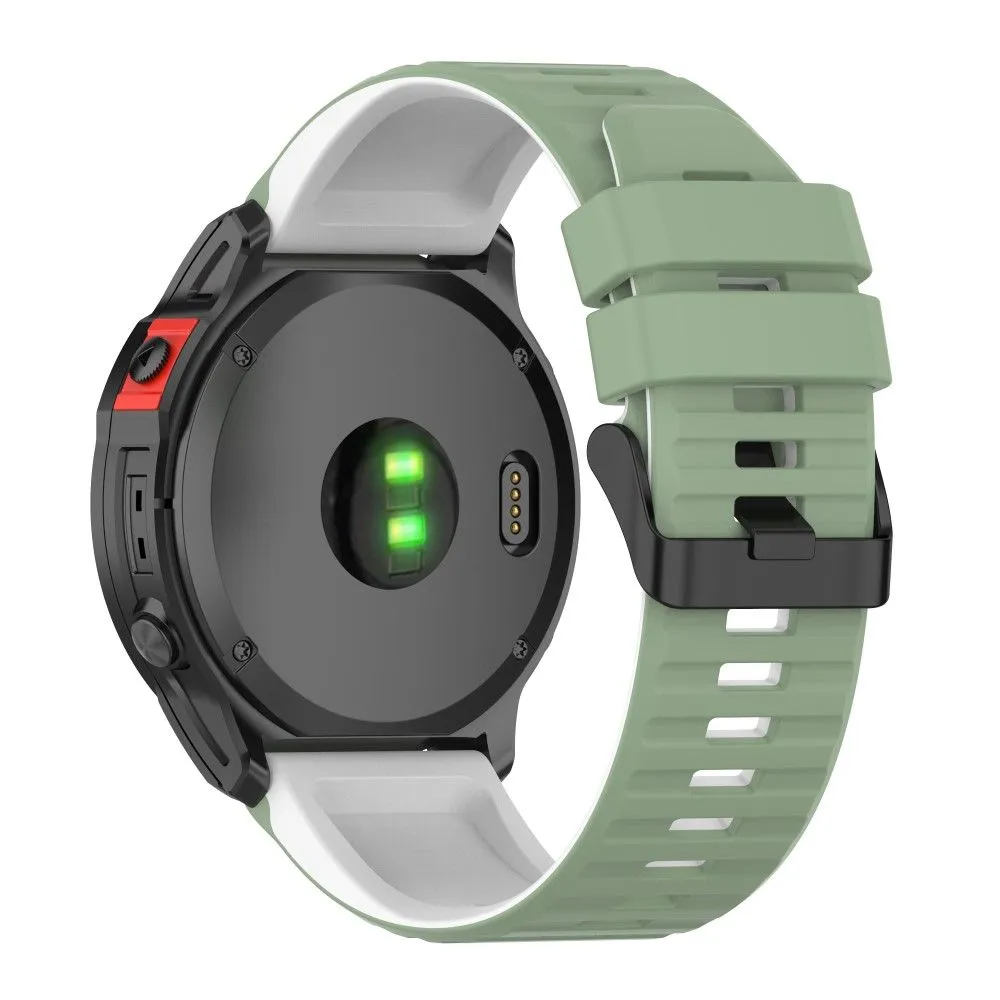 22mm dual color silicone watch strap for Garmin watch - Green / White