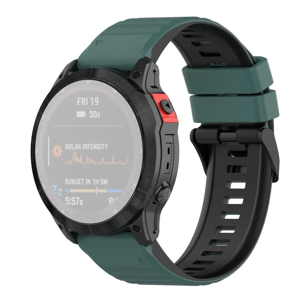 22mm dual color silicone watch strap for Garmin watch - Olive Green / Black