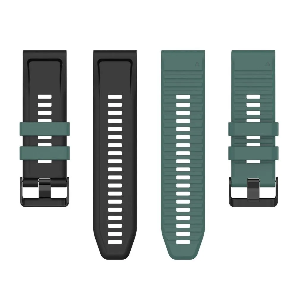 22mm dual color silicone watch strap for Garmin watch - Olive Green / Black