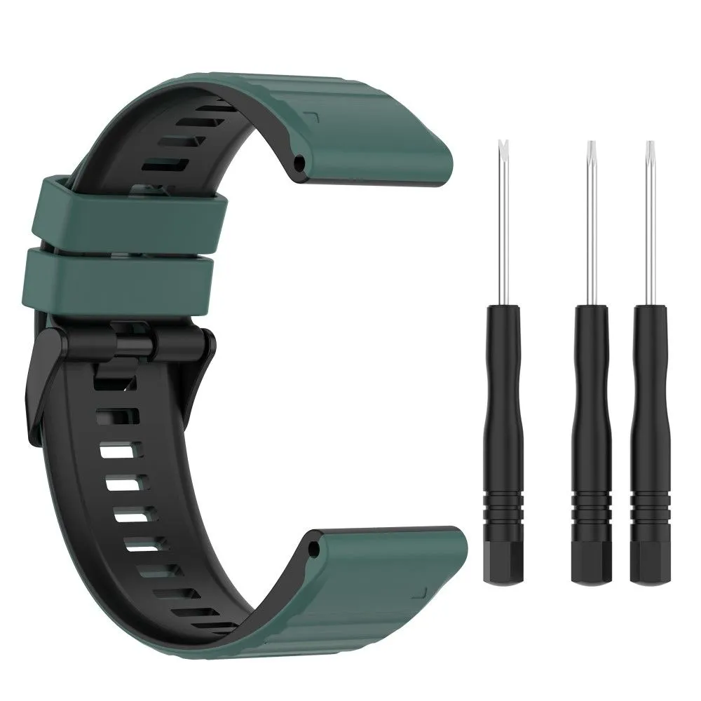 22mm dual color silicone watch strap for Garmin watch - Olive Green / Black