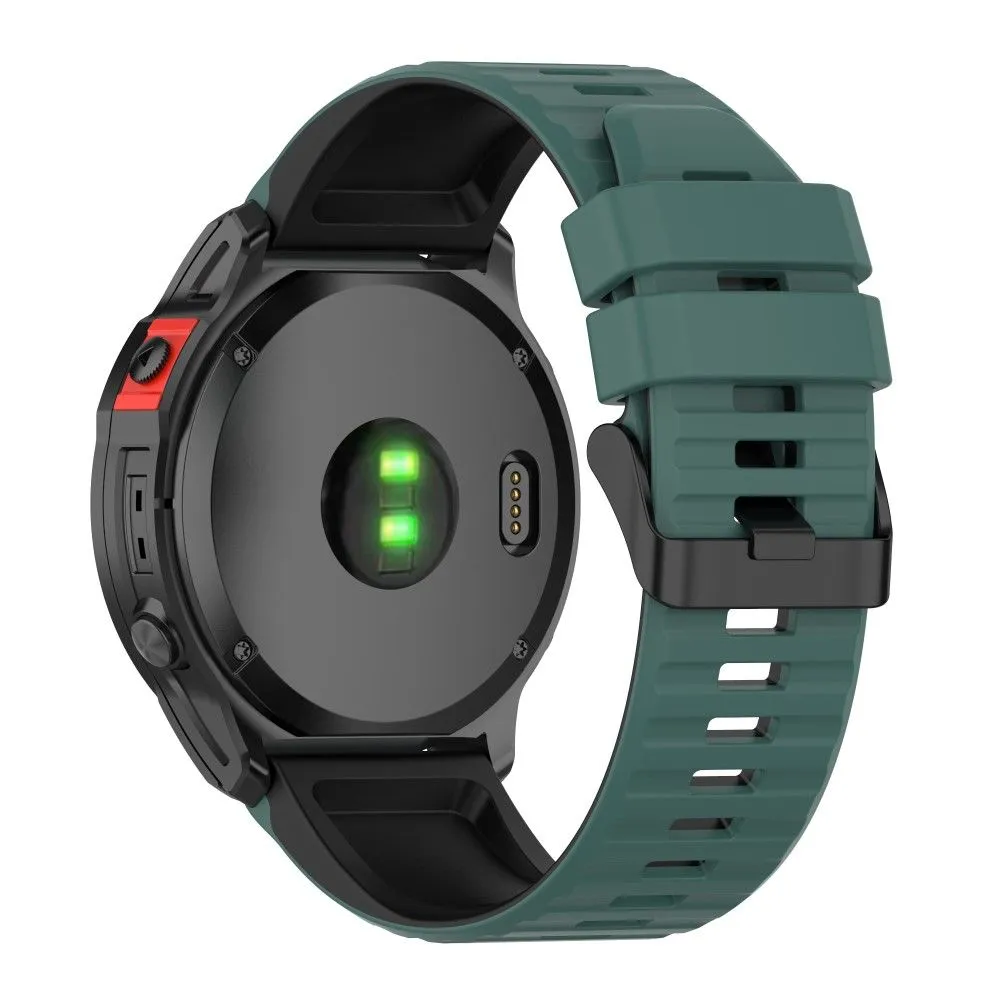 22mm dual color silicone watch strap for Garmin watch - Olive Green / Black