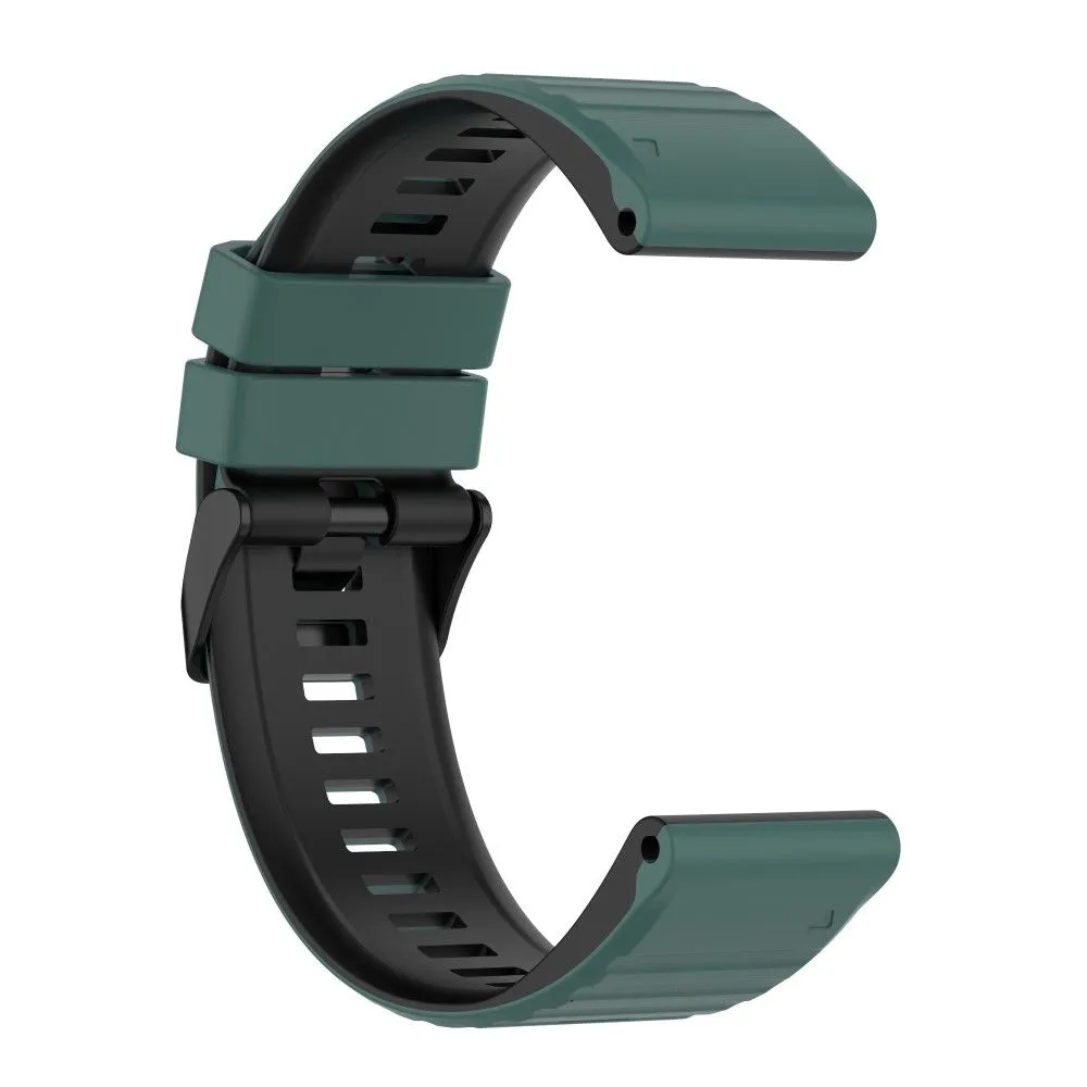22mm dual color silicone watch strap for Garmin watch - Olive Green / Black