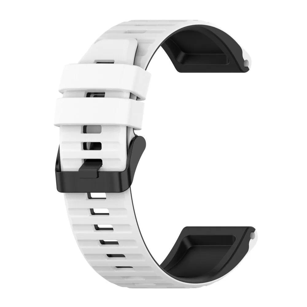 22mm dual color silicone watch strap for Garmin watch - White / Black