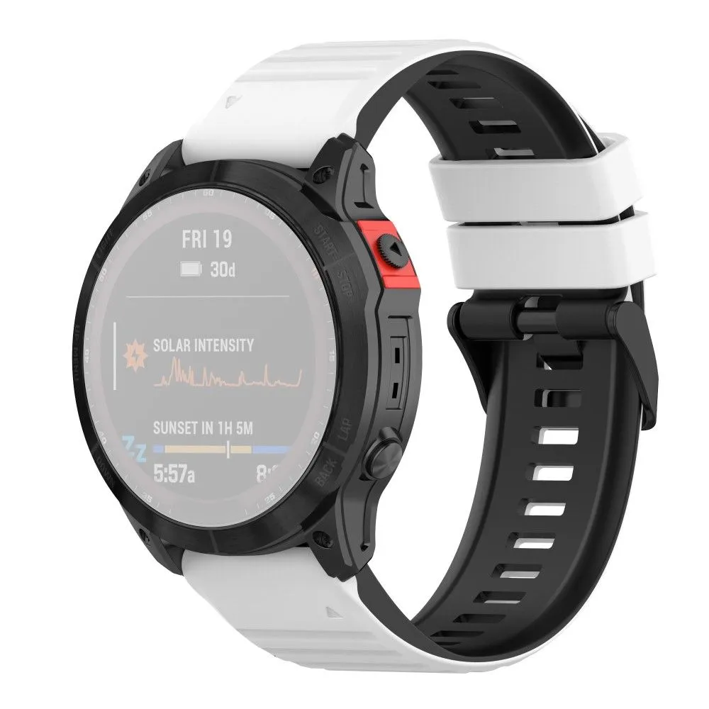 22mm dual color silicone watch strap for Garmin watch - White / Black