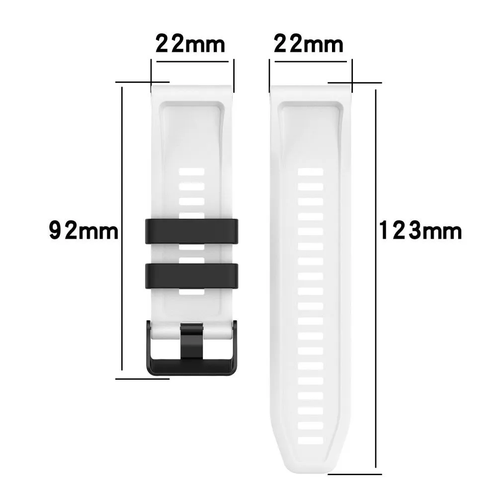 22mm dual color silicone watch strap for Garmin watch - White / Black
