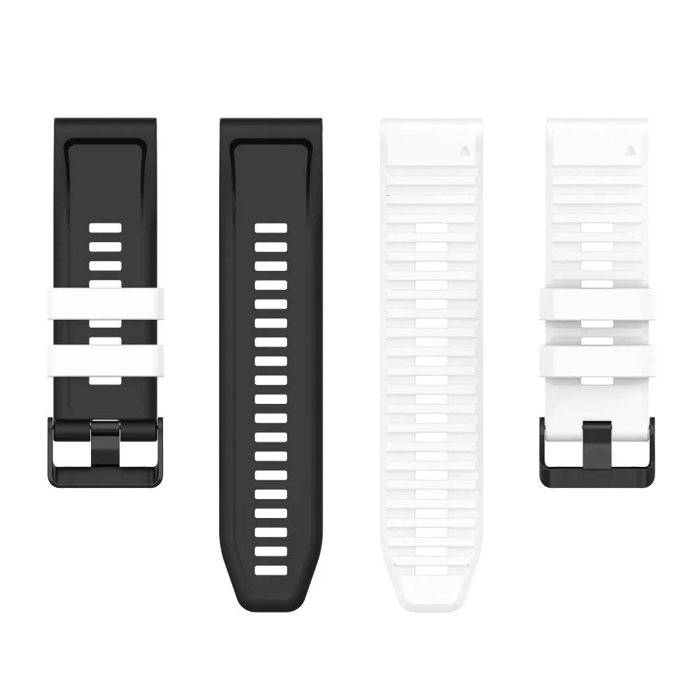 22mm dual color silicone watch strap for Garmin watch - White / Black