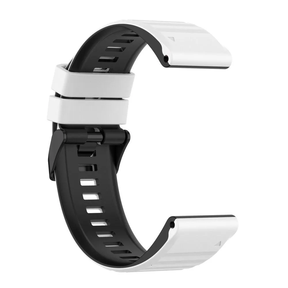 22mm dual color silicone watch strap for Garmin watch - White / Black