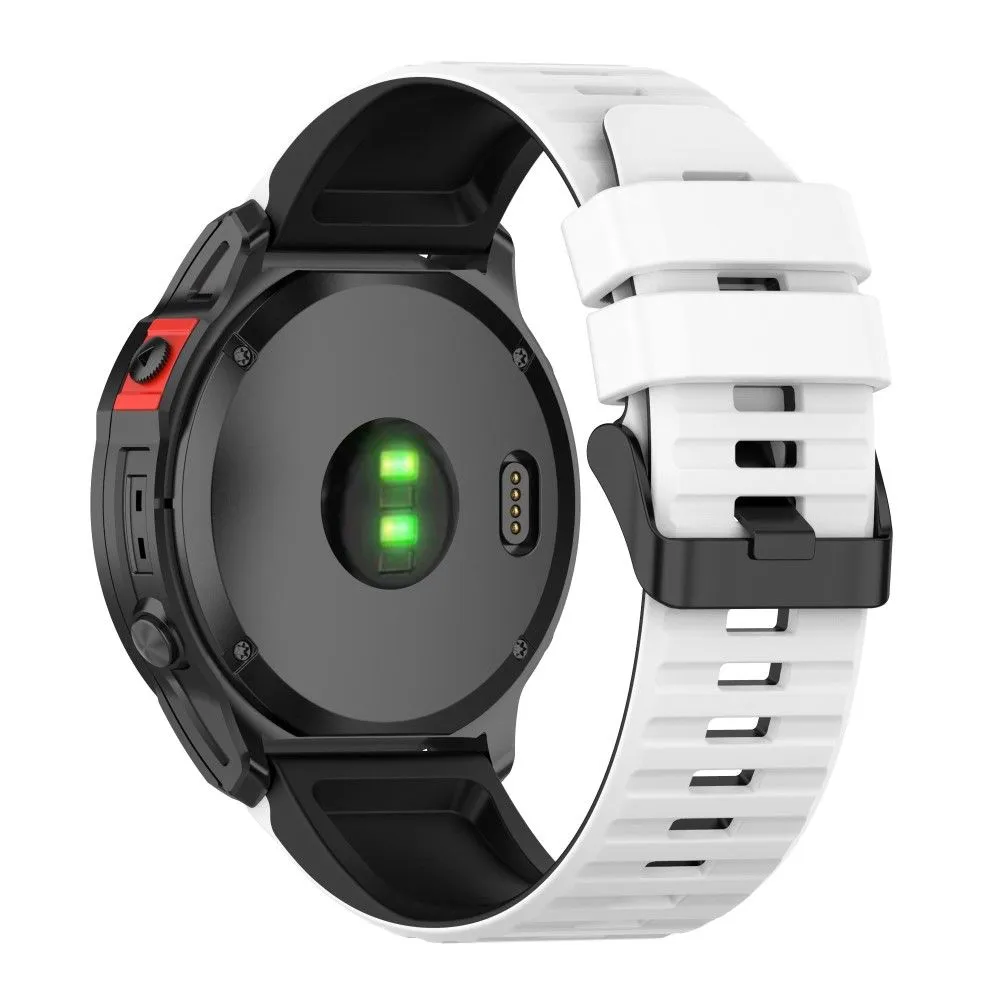 22mm dual color silicone watch strap for Garmin watch - White / Black